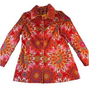 6 By Six Mandala Print Button Front Jacket SmallBright Boho Beautiful Colorful!